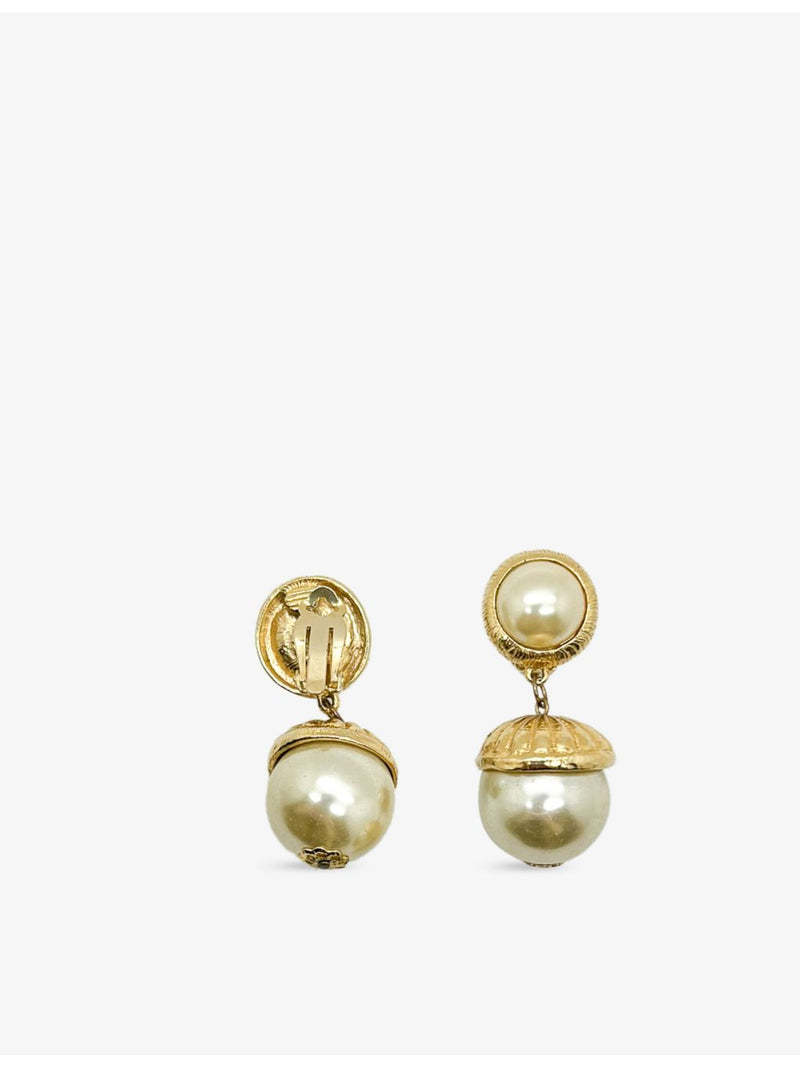 JGJ gold-plated drop earrings with faux pearl, UK version
