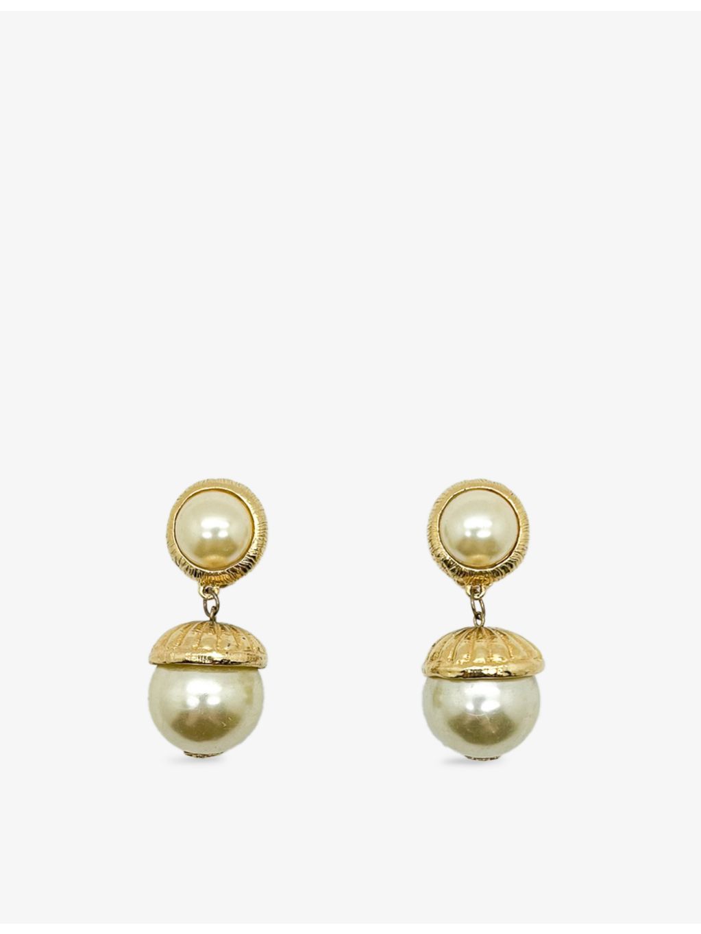 JGJ gold-plated drop earrings with faux pearl, UK version