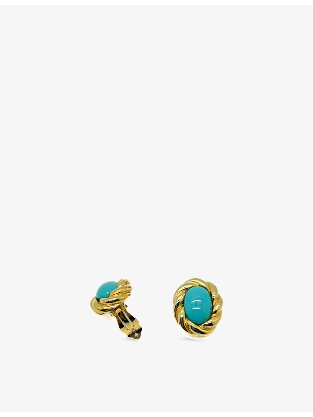JGJ pre-loved gold-plated cabochon twist clip-on earrings, imported from the UK