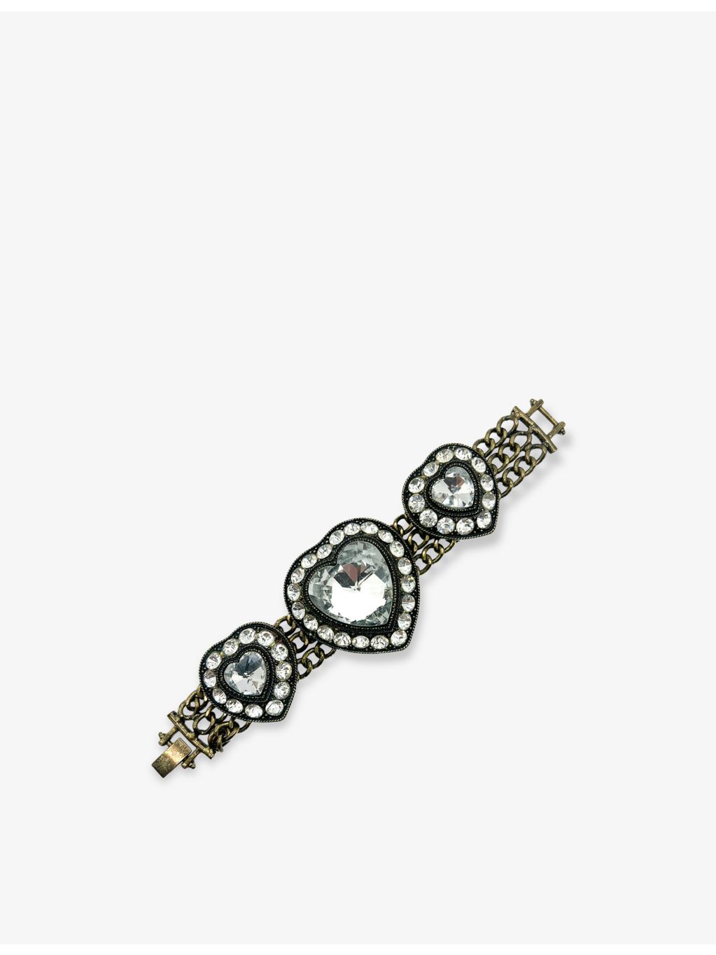 Jennifer Gibson Jewellery heart crystal metal cubic zirconia bracelet 18.5cm, imported from the UK