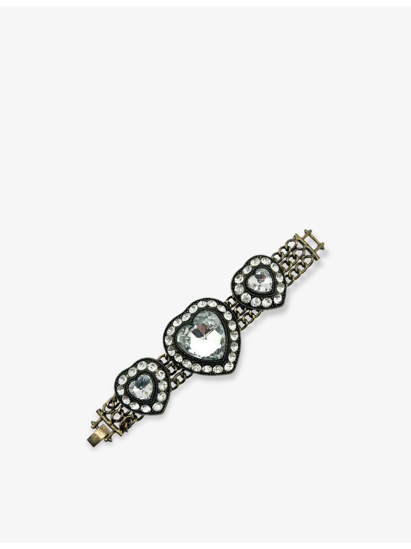 Jennifer Gibson Jewellery heart crystal metal cubic zirconia bracelet 18.5cm, imported from the UK
