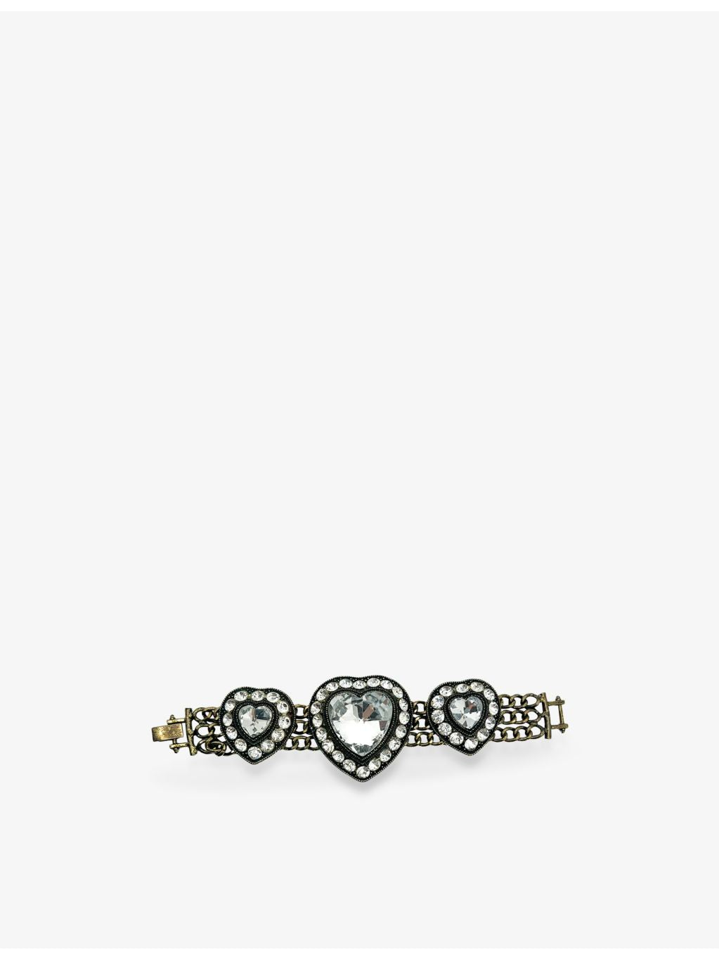 Jennifer Gibson Jewellery heart crystal metal cubic zirconia bracelet 18.5cm, imported from the UK