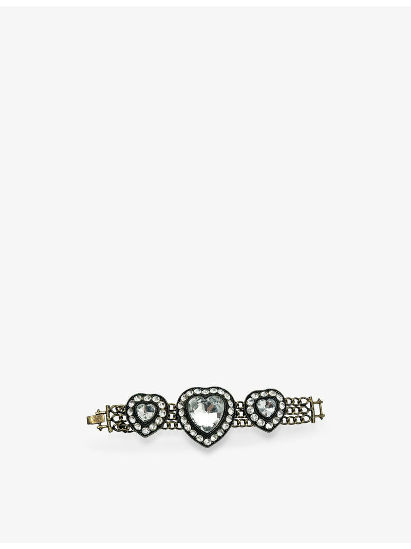 Jennifer Gibson Jewellery heart crystal metal cubic zirconia bracelet 18.5cm, imported from the UK
