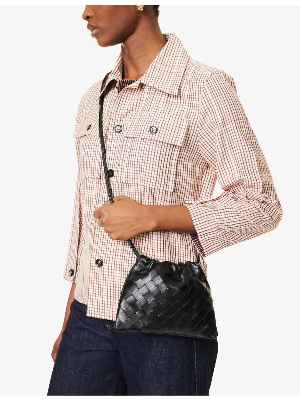 Bottega Veneta Dustbag small leather cross-body bag, Intrecciato weave (British brand)