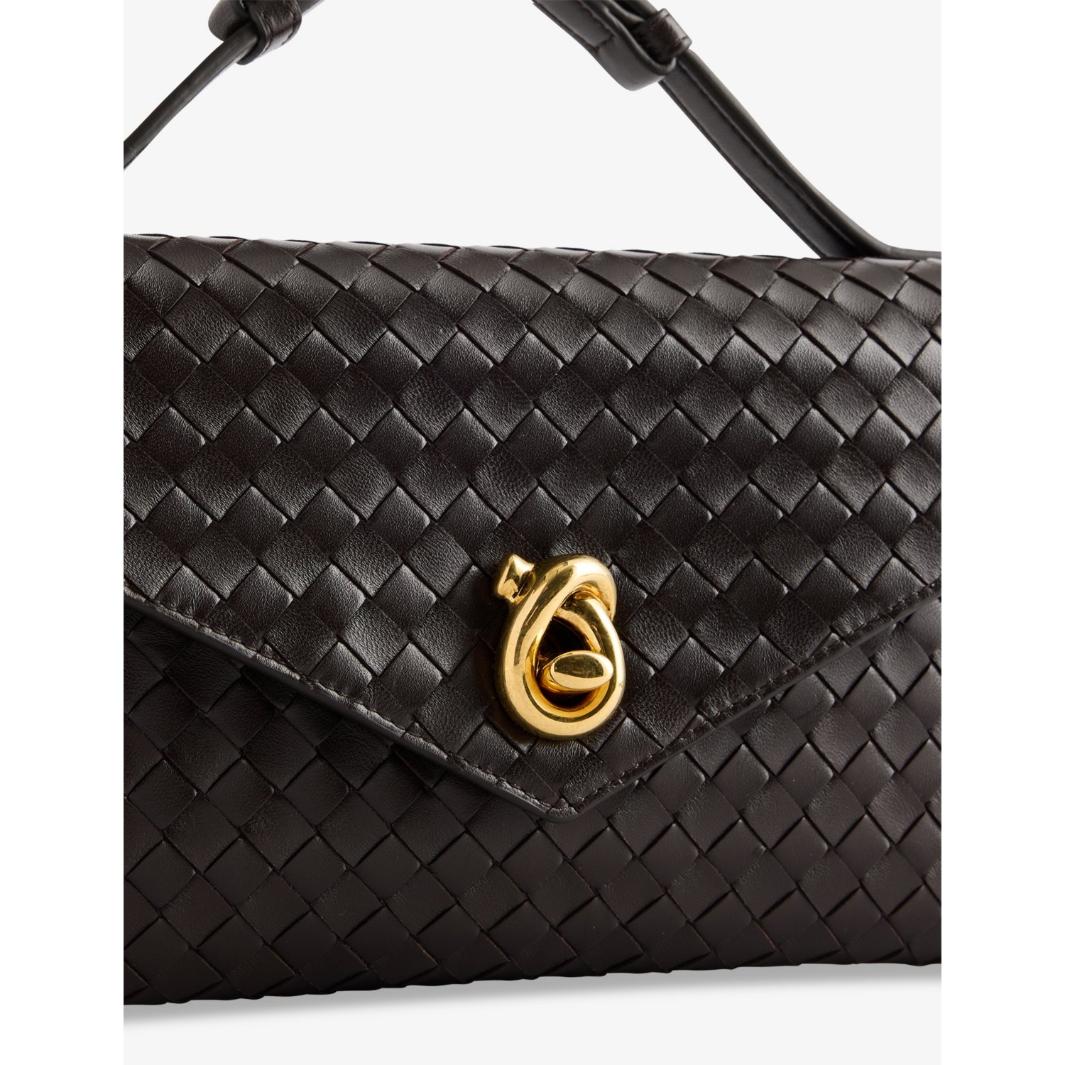 Bottega Veneta Knot Lock leather top-handle bag, imported from the UK