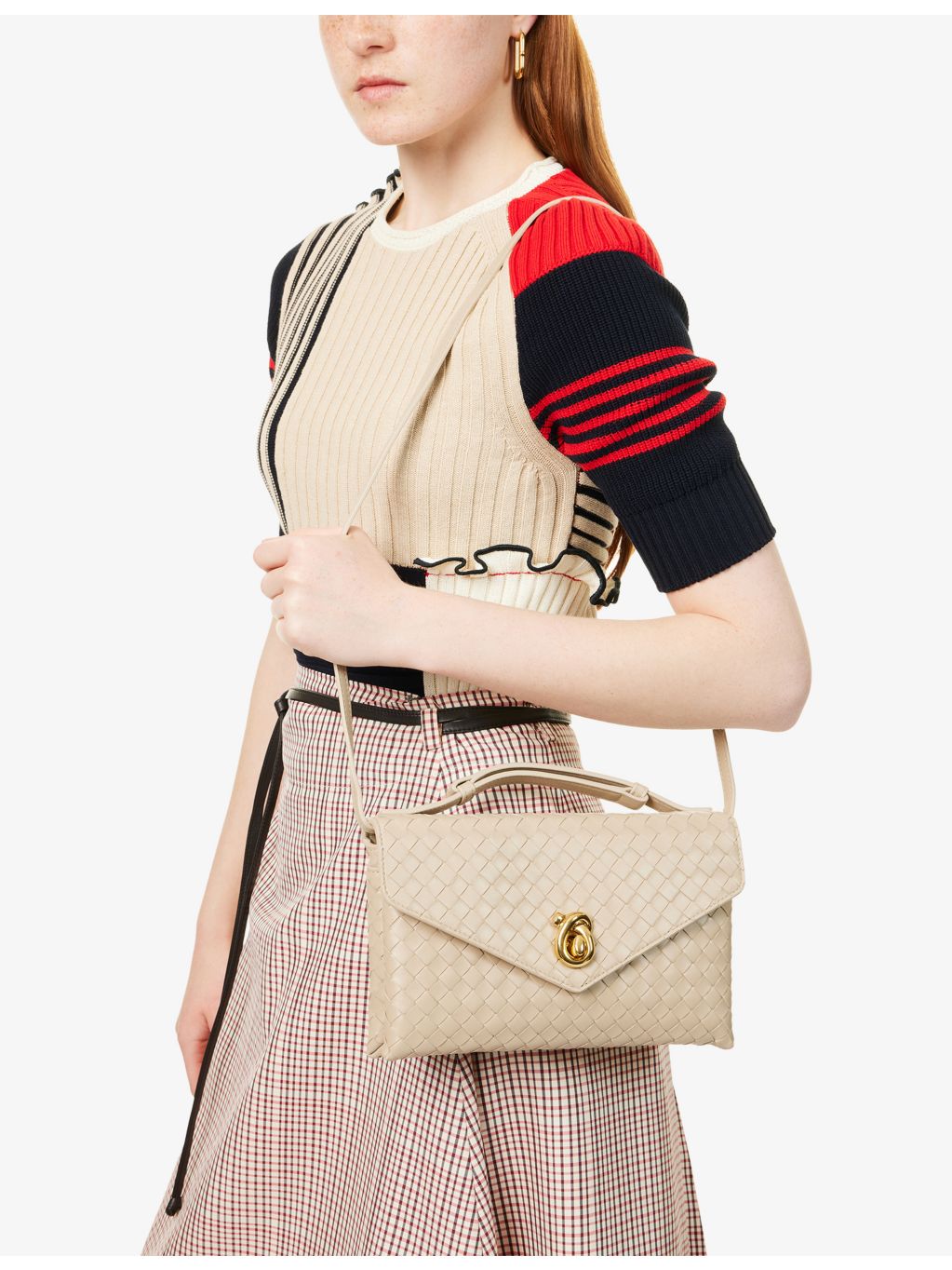 Bottega Veneta Knot Lock leather top-handle bag, imported from the UK