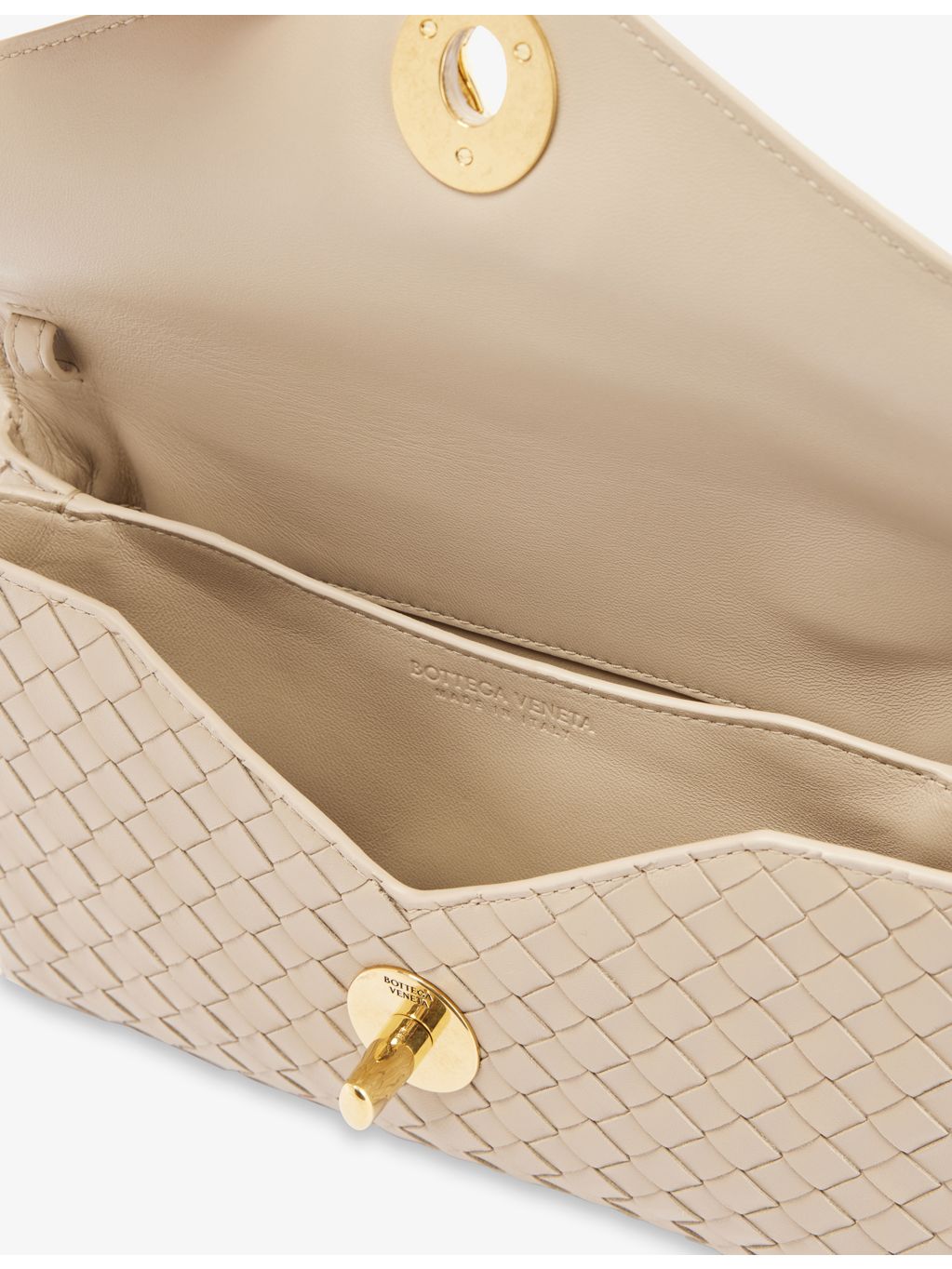 Bottega Veneta Knot Lock leather top-handle bag, imported from the UK