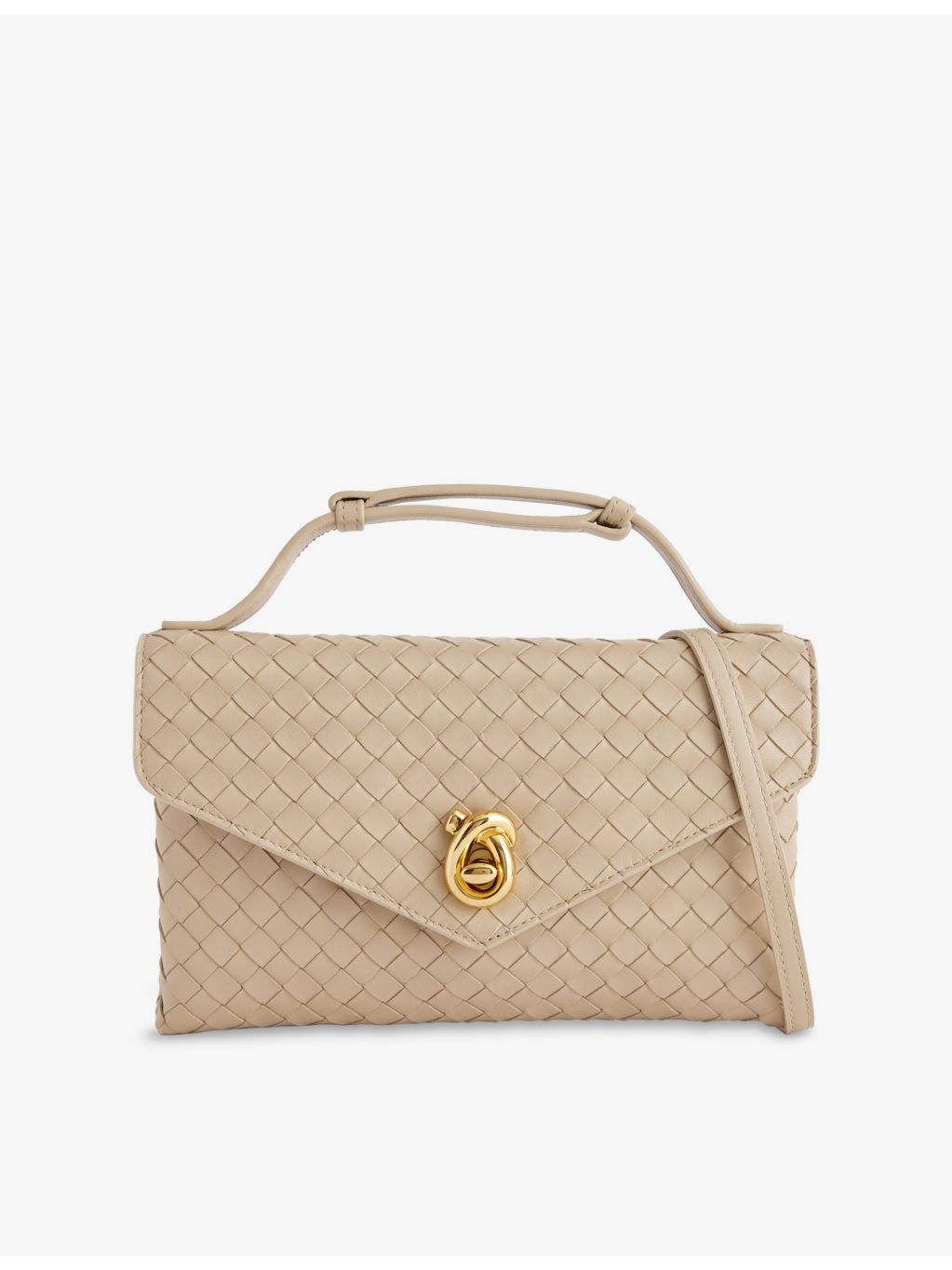 Bottega Veneta Knot Lock leather top-handle bag, imported from the UK