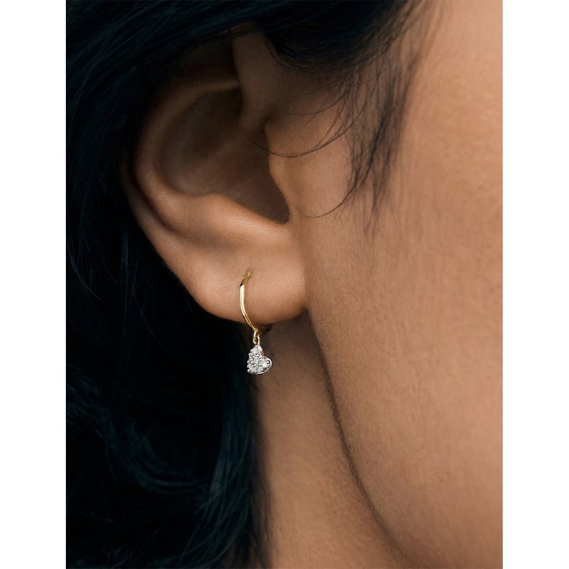 Monica Vinader mini heart huggie earrings 1.7ct diamond, imported from the UK