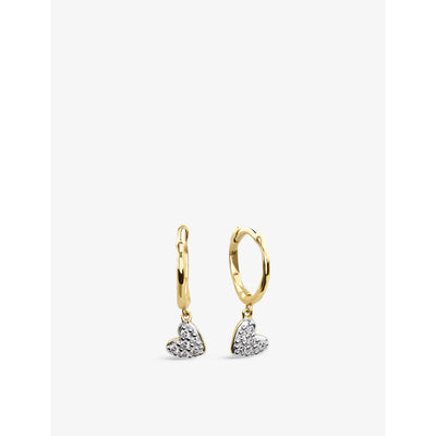 selfridges Monica Vinader Mini Heart 14ct Yellow-Gold and Pavé-Set Diamond Huggie Earrings- Buy online at McGrocer