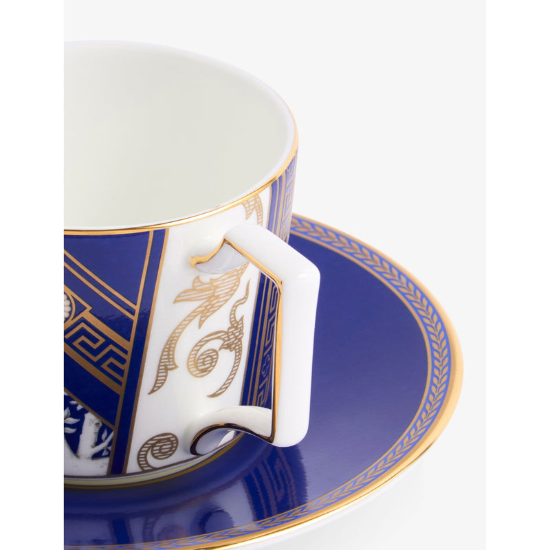 Wedgwood Renaissance gold graphic-print bone-china teacup and saucer set (British brand)