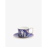 Wedgwood Renaissance gold graphic-print bone-china teacup and saucer set (British brand)