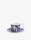 Wedgwood Renaissance gold graphic-print bone-china teacup and saucer set (British brand)