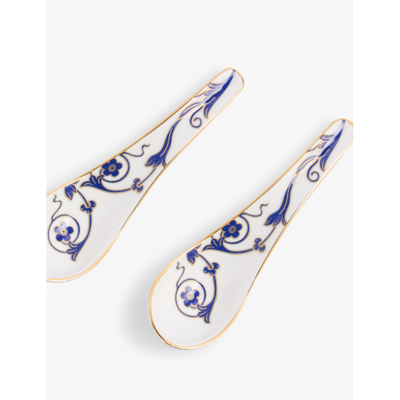 Wedgwood Renaissance Gold bone china soup spoons, set of two (British brand)