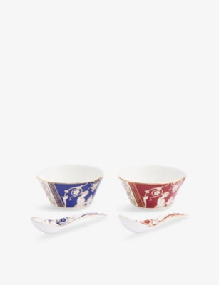 Wedgwood Renaissance bone china bowl and spoon set of two (British brand)