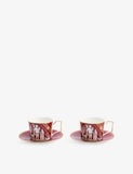 Wedgwood Renaissance red patterned bone china teacup and saucer set, UK version