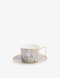 Wedgwood Renaissance Grey bone china teacup and saucer, imported from the UK