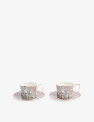 Wedgwood Renaissance bone china teacup and saucer set, imported from the UK
