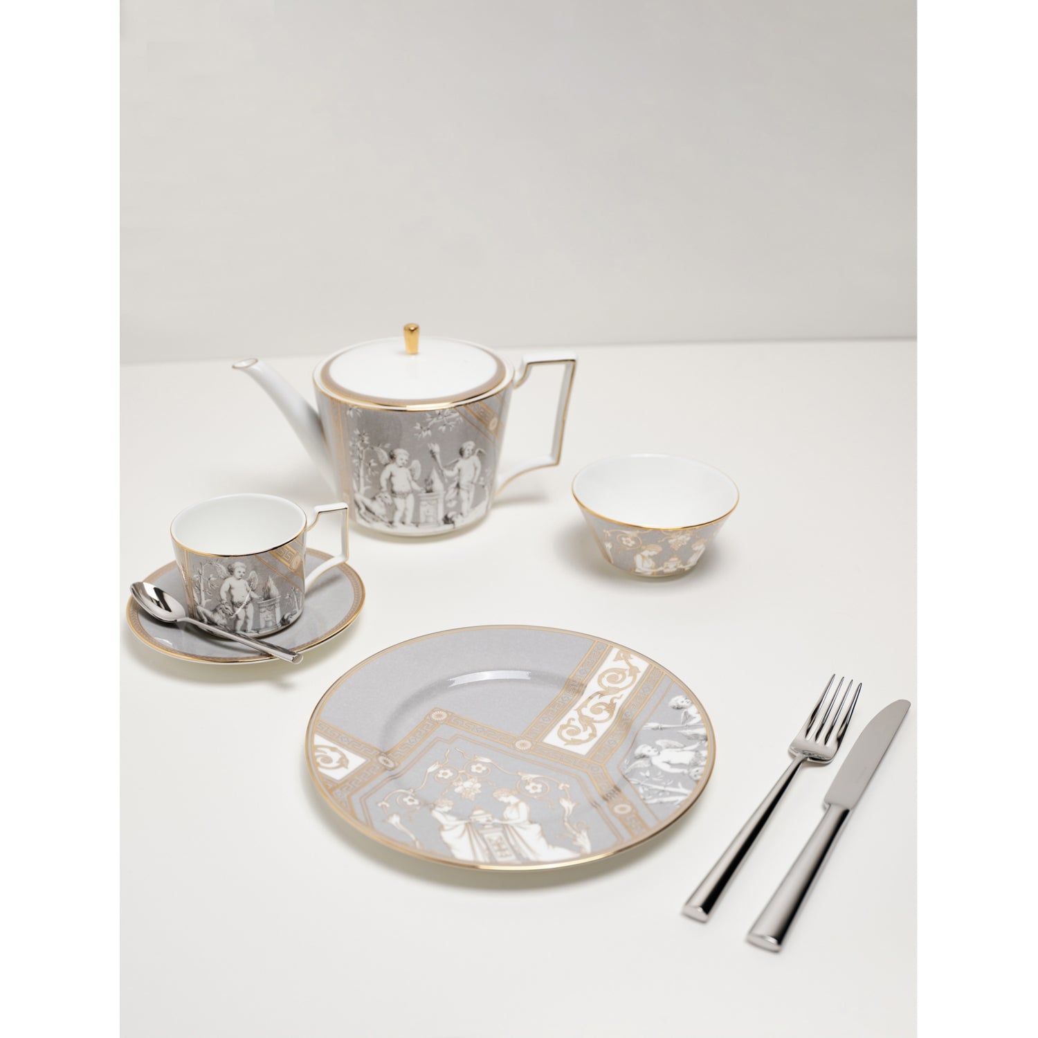 Wedgwood Renaissance Grey bone china rice bowl 11cm, imported from the UK