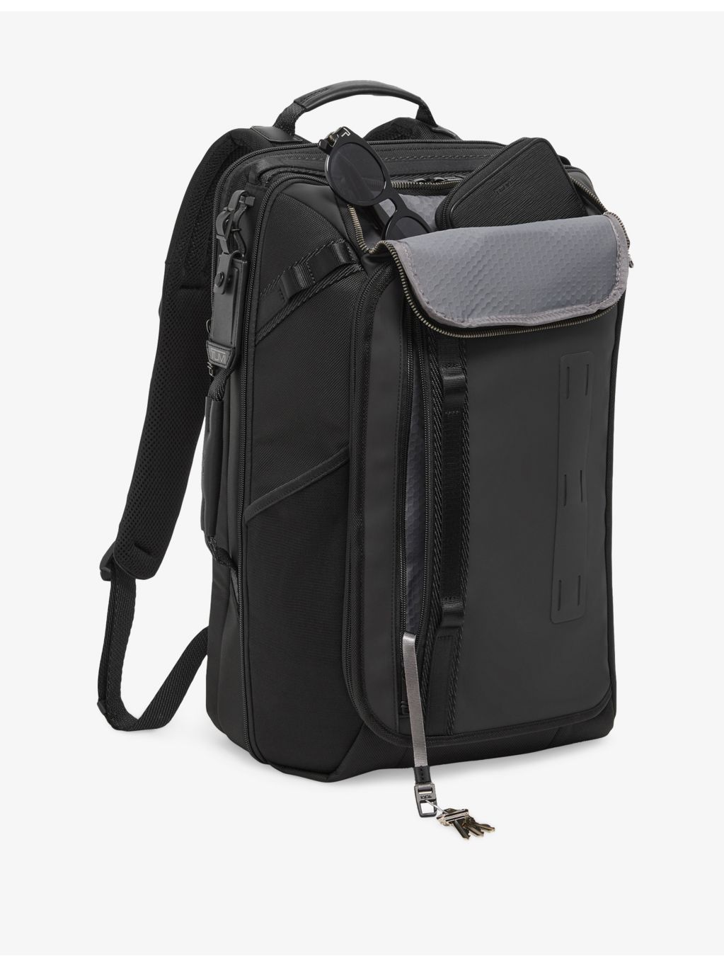 Tumi Detrick woven backpack with side handle, imported from the UK