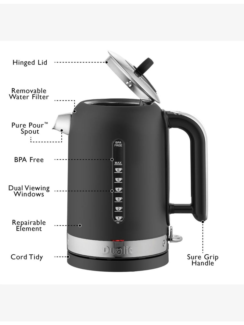 Dualit Classic matte stainless-steel kettle 1.7L (British brand)