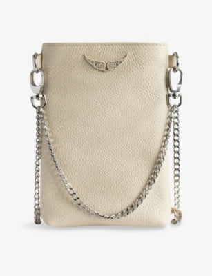 Zadig & Voltaire leather phone pouch with chain strap, UK version