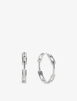 Monica Vinader Signature Link Sterling Silver Medium Hoop Earrings