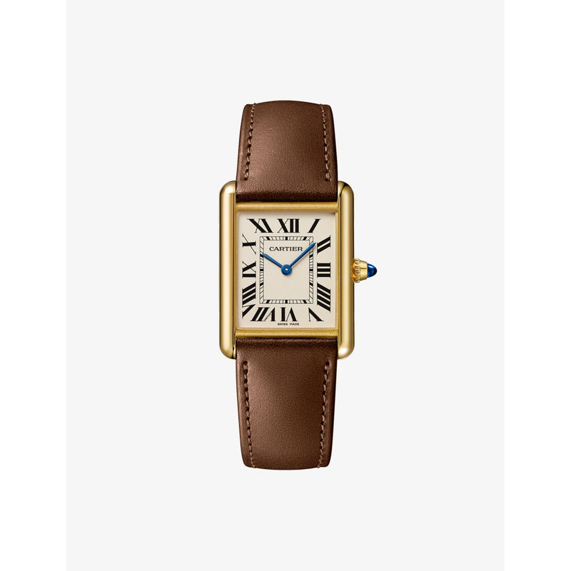 Cartier Tank Louis Cartier 18ct yellow-gold watch with leather strap, UK version