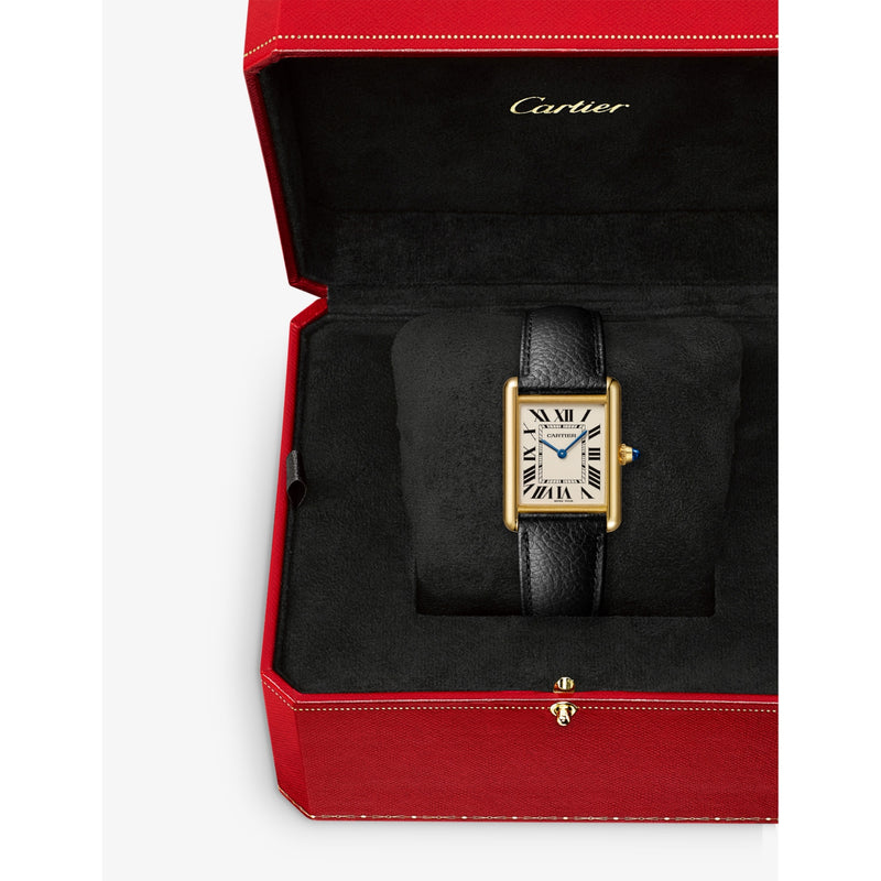 Cartier Tank Louis Cartier 18ct yellow-gold watch with leather strap, UK version
