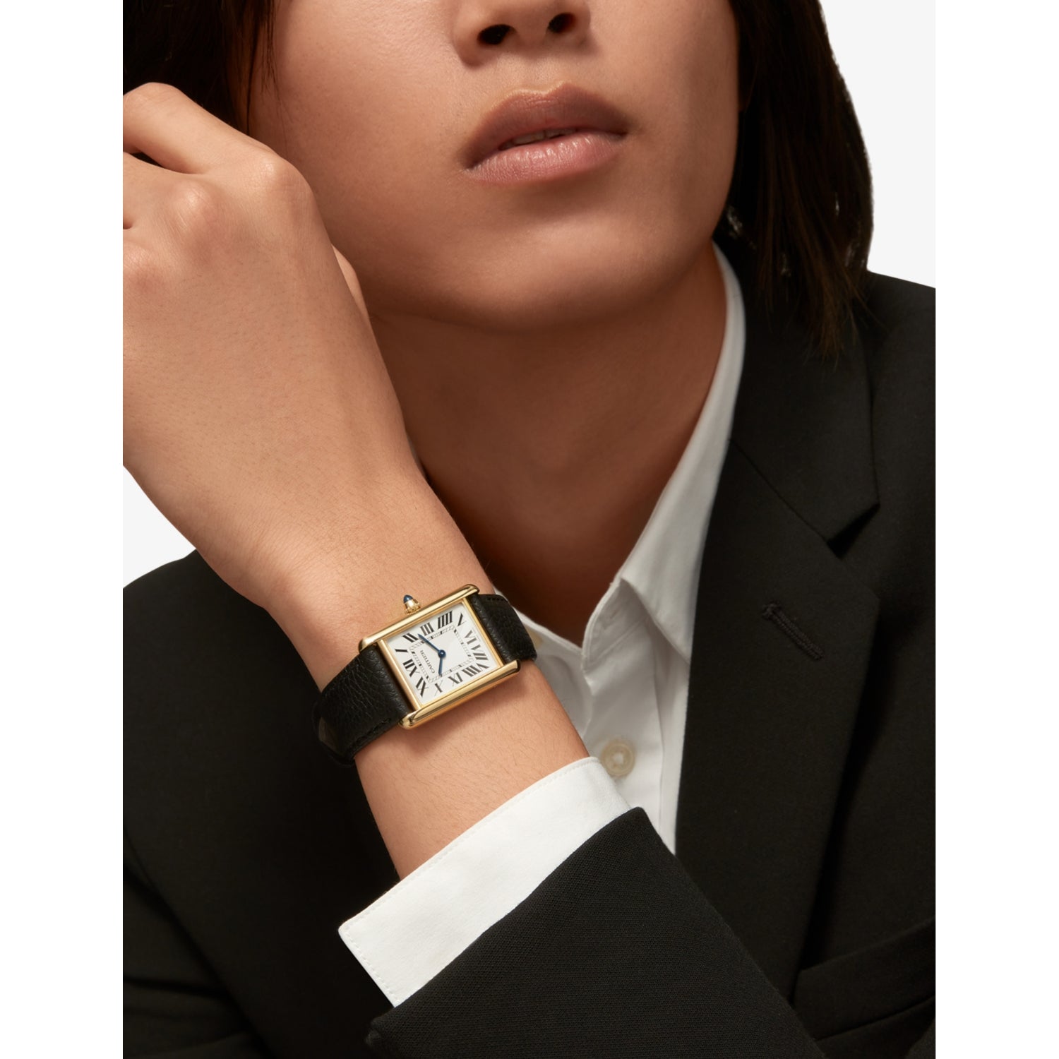 Cartier Tank Louis Cartier 18ct yellow-gold watch with leather strap, UK version