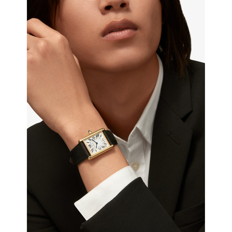 Cartier Tank Louis Cartier 18ct yellow-gold watch with leather strap, UK version