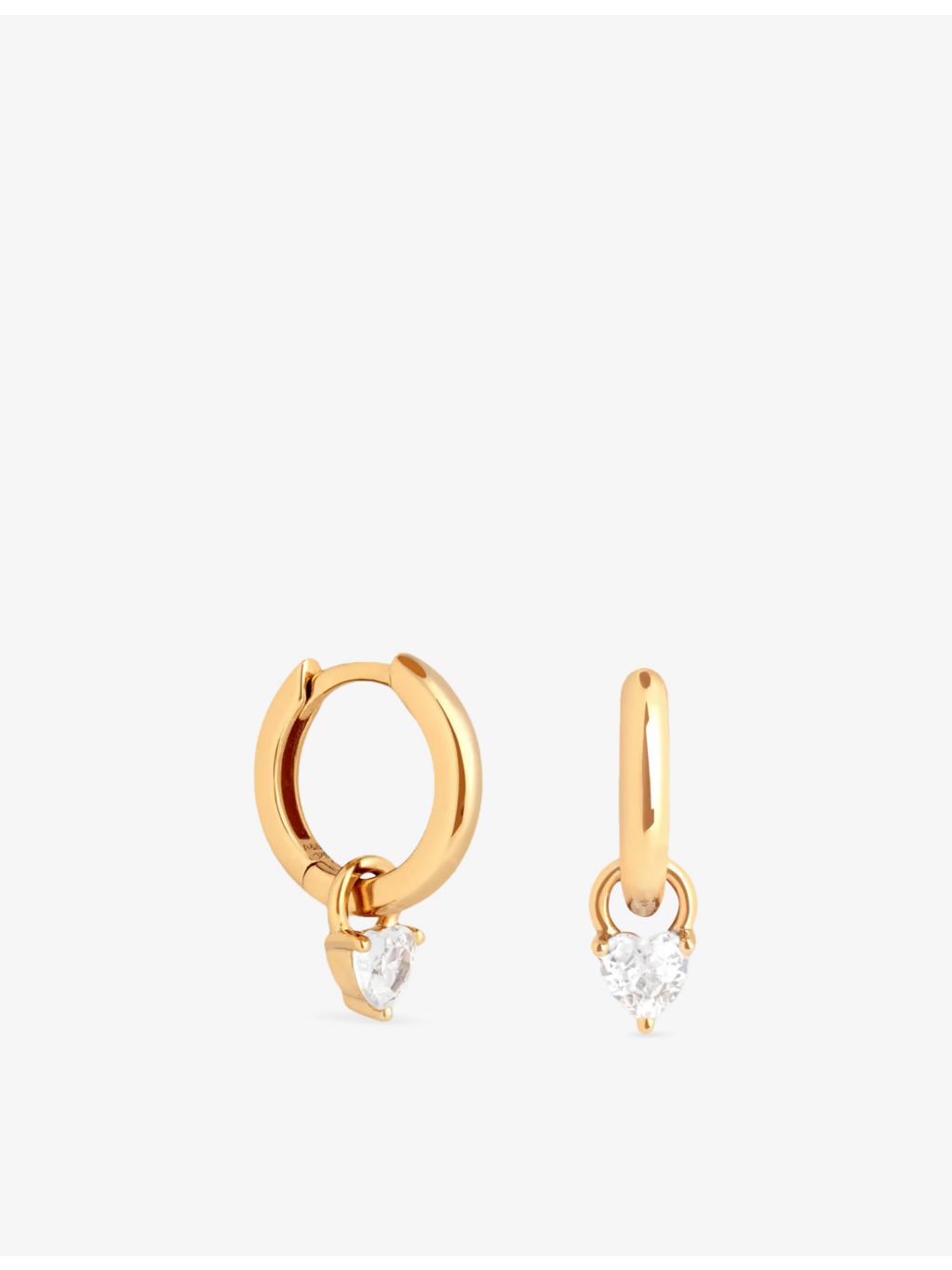 Astrid & Miyu gold-plated heart huggies with cubic zirconia, UK version