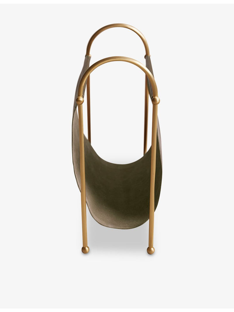 Soho Home Meard leather and brass magazine rack - British product