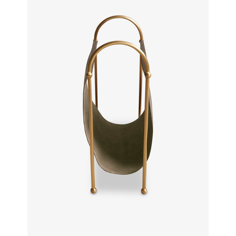 Soho Home Meard leather and brass magazine rack - British product