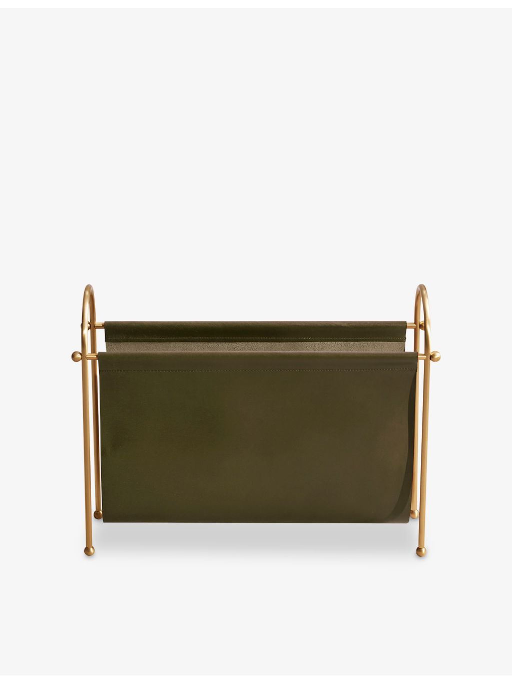 Soho Home Meard leather and brass magazine rack - British product