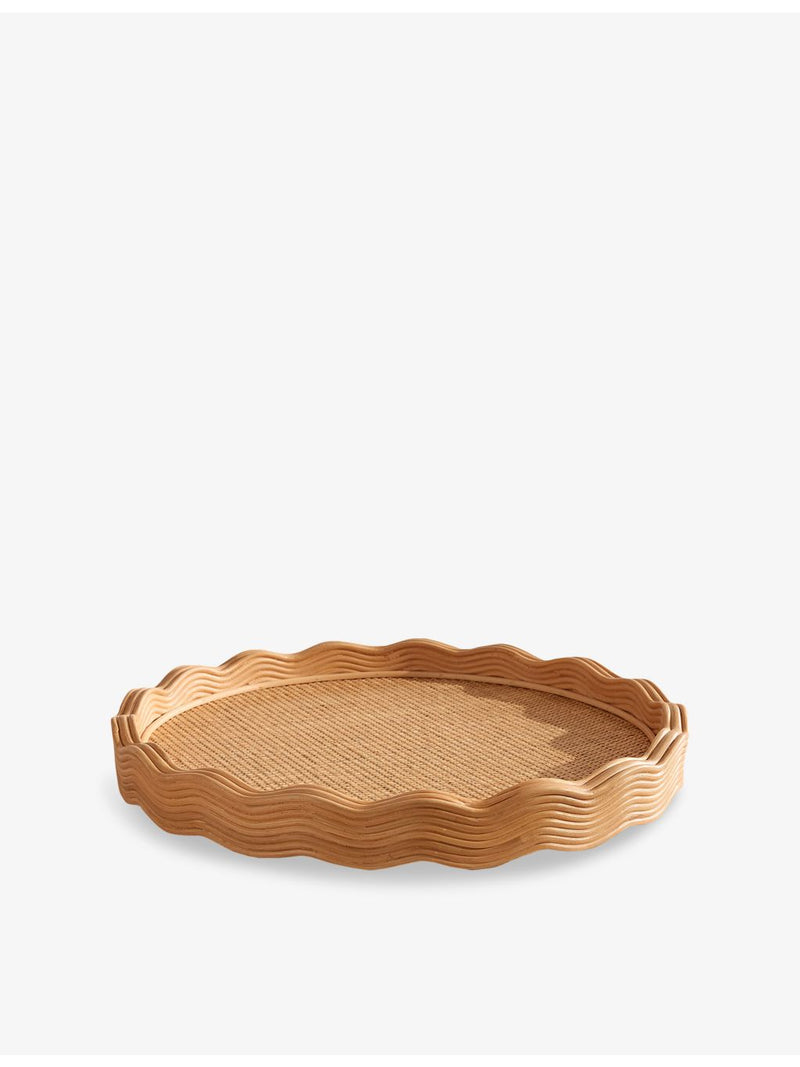 Soho Home Pangbourne rattan tray 55cm with scalloped edge, UK version