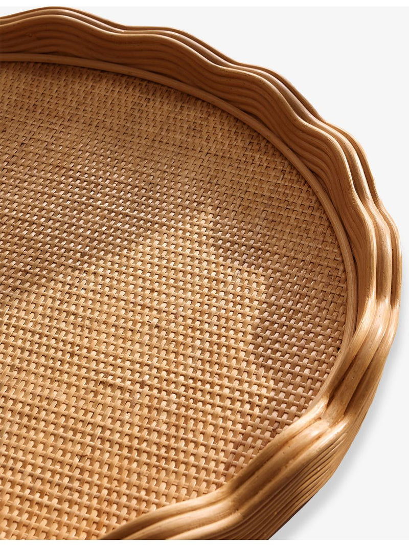 Soho Home Pangbourne rattan tray 55cm with scalloped edge, UK version