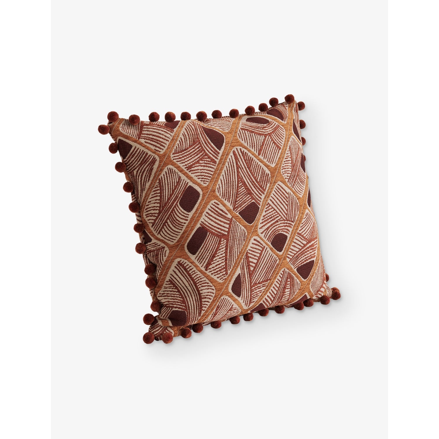 Soho Home square woven cushion with pom-pom trim 50cm (British brand)
