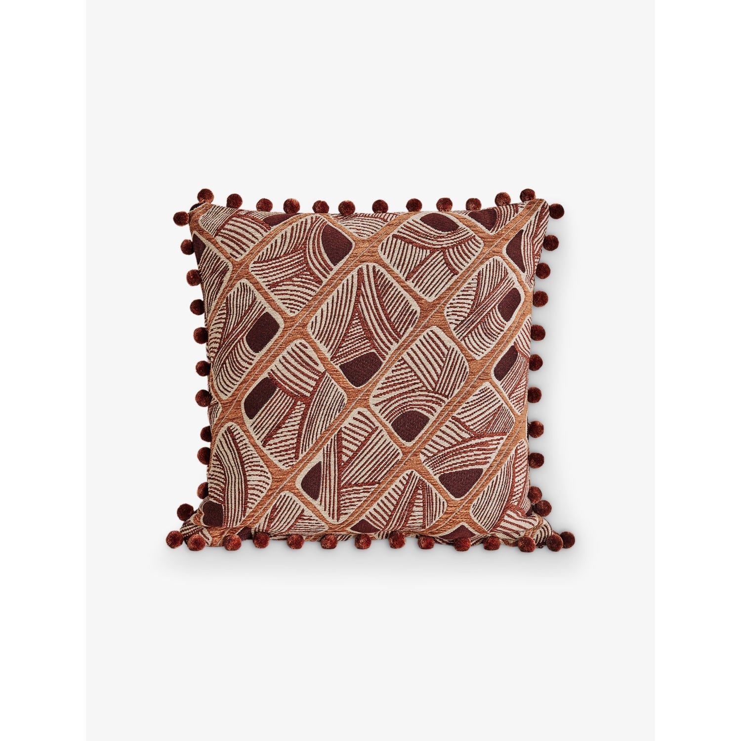 Soho Home square woven cushion with pom-pom trim 50cm (British brand)