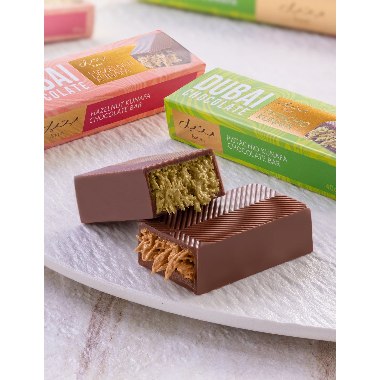 Bateel Dubai chocolate bars, six pack 240g, UK version