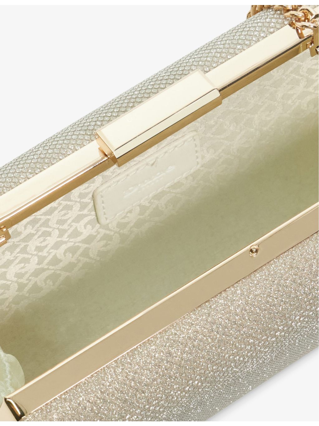 Dune Bellaria angled frame woven clutch, imported from the UK