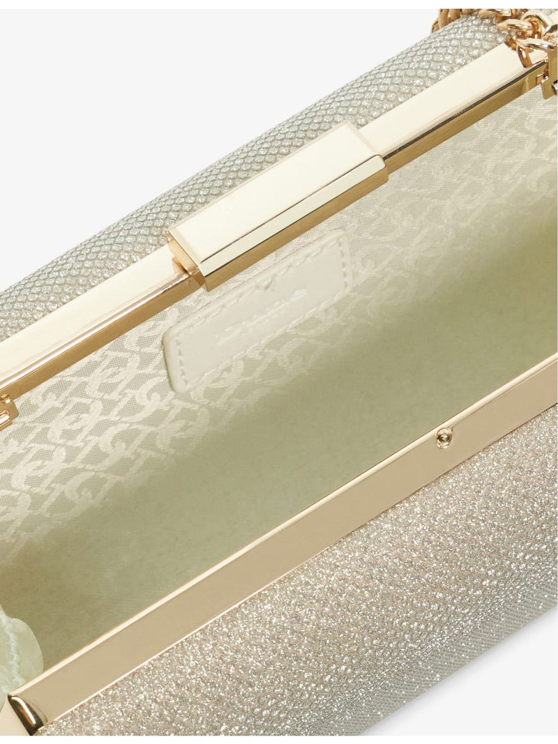 Dune Bellaria angled frame woven clutch, imported from the UK