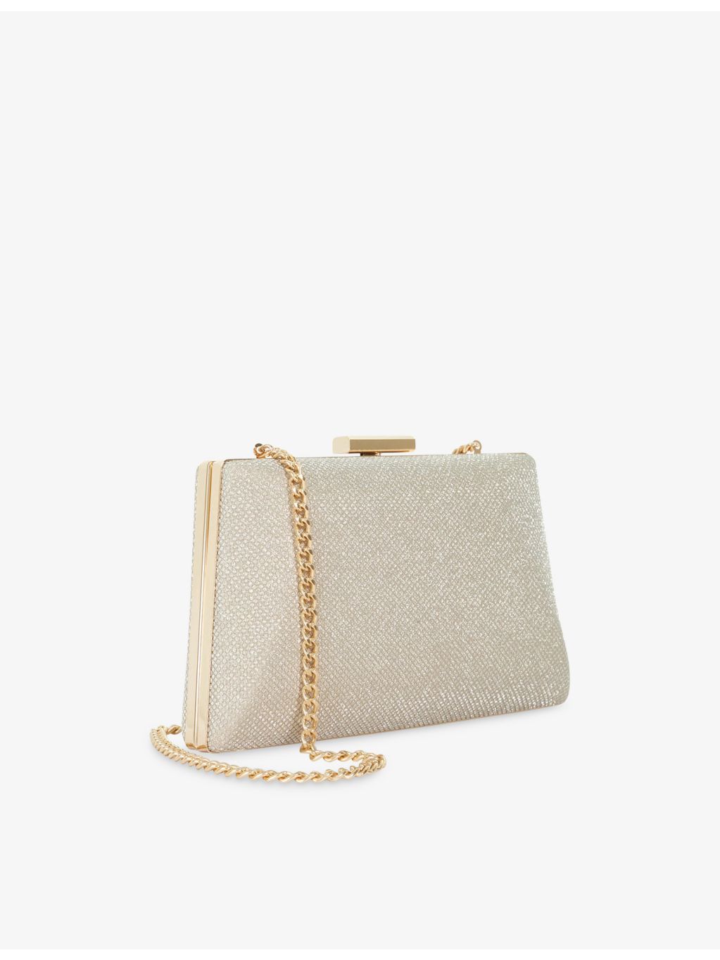 Dune Bellaria angled frame woven clutch, imported from the UK