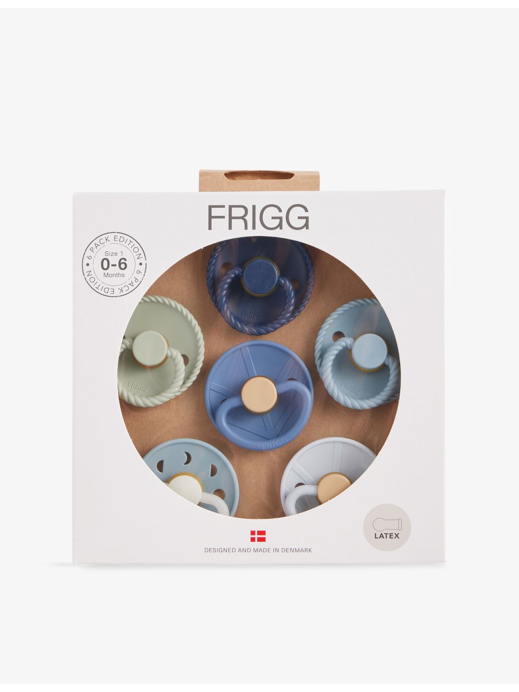 Mushie x FRIGG latex pacifiers, assorted pack of six, UK version