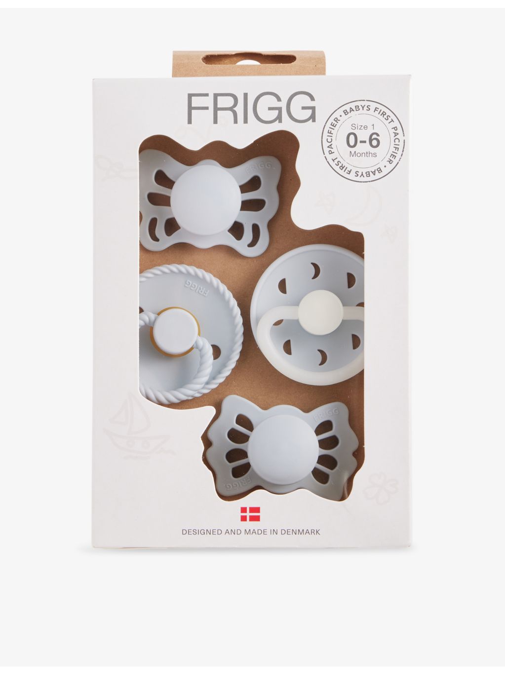 Mushie FRIGG baby pacifier set 4 pack 0-6 months (British brand)