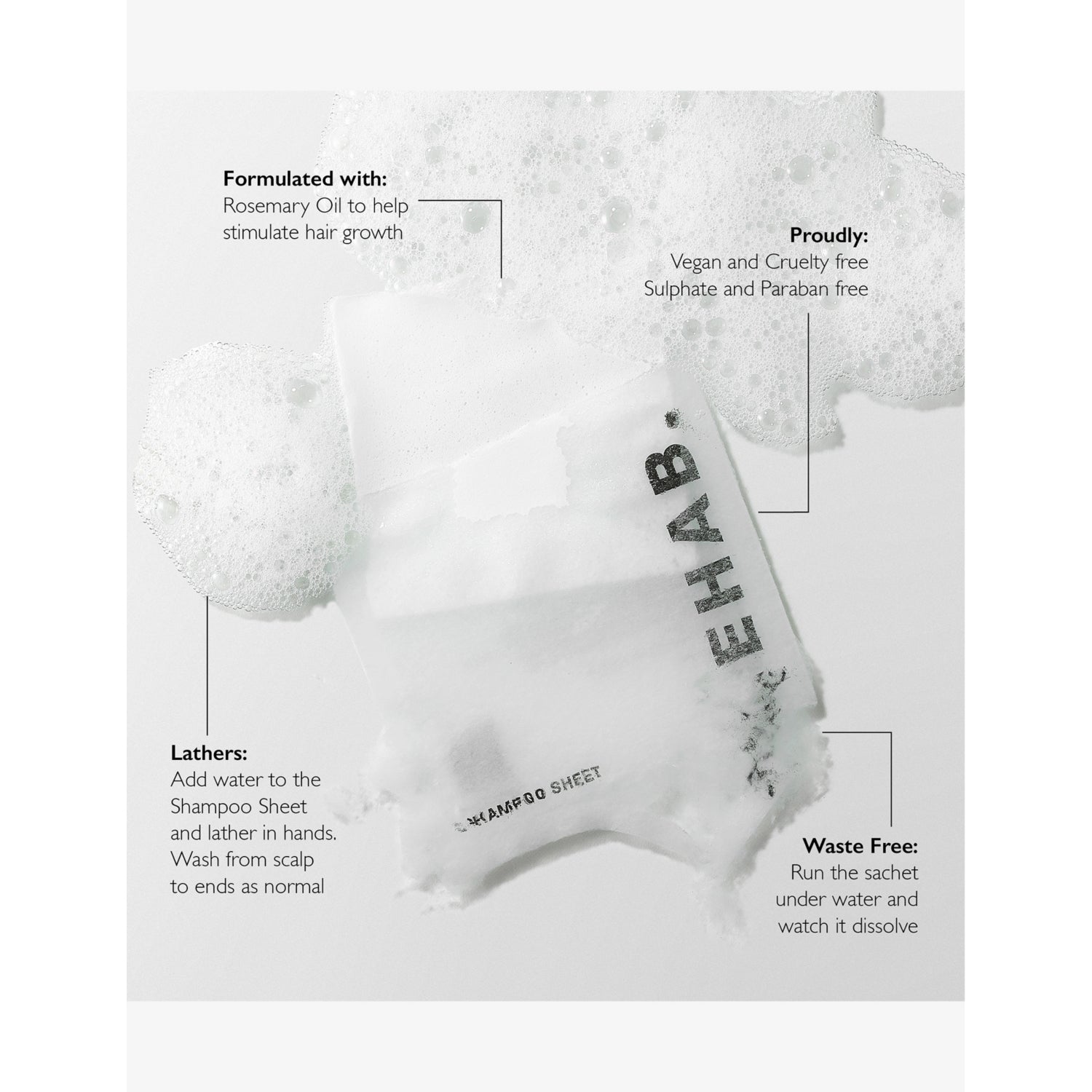 REHAB shampoo sheets pack of 25, UK version