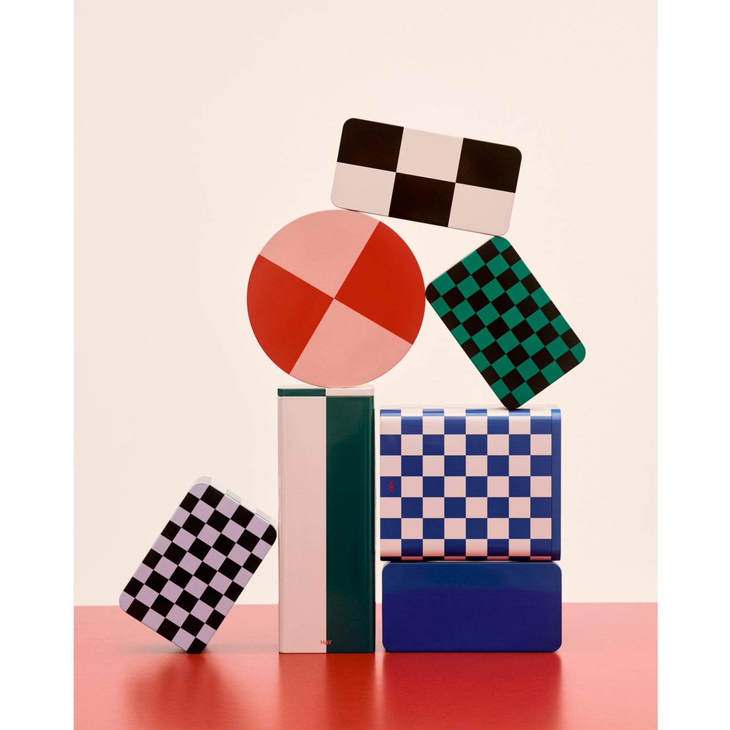 HAY checkerboard pattern small tin container (British brand)