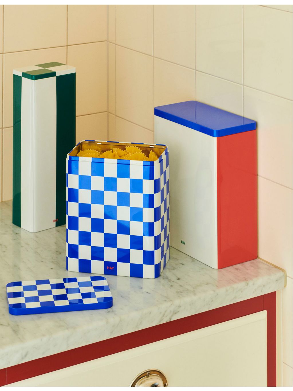 HAY tin container checkerboard large (British brand)