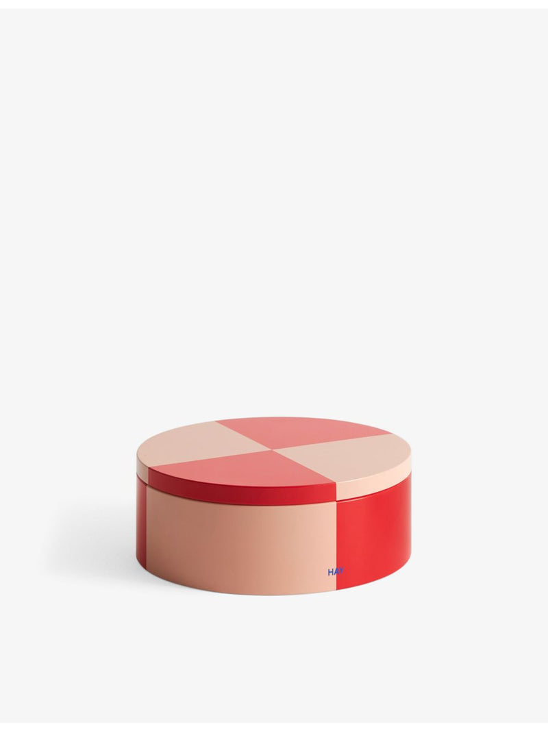 HAY checkerboard tin container 19.8cm with lid (British brand)