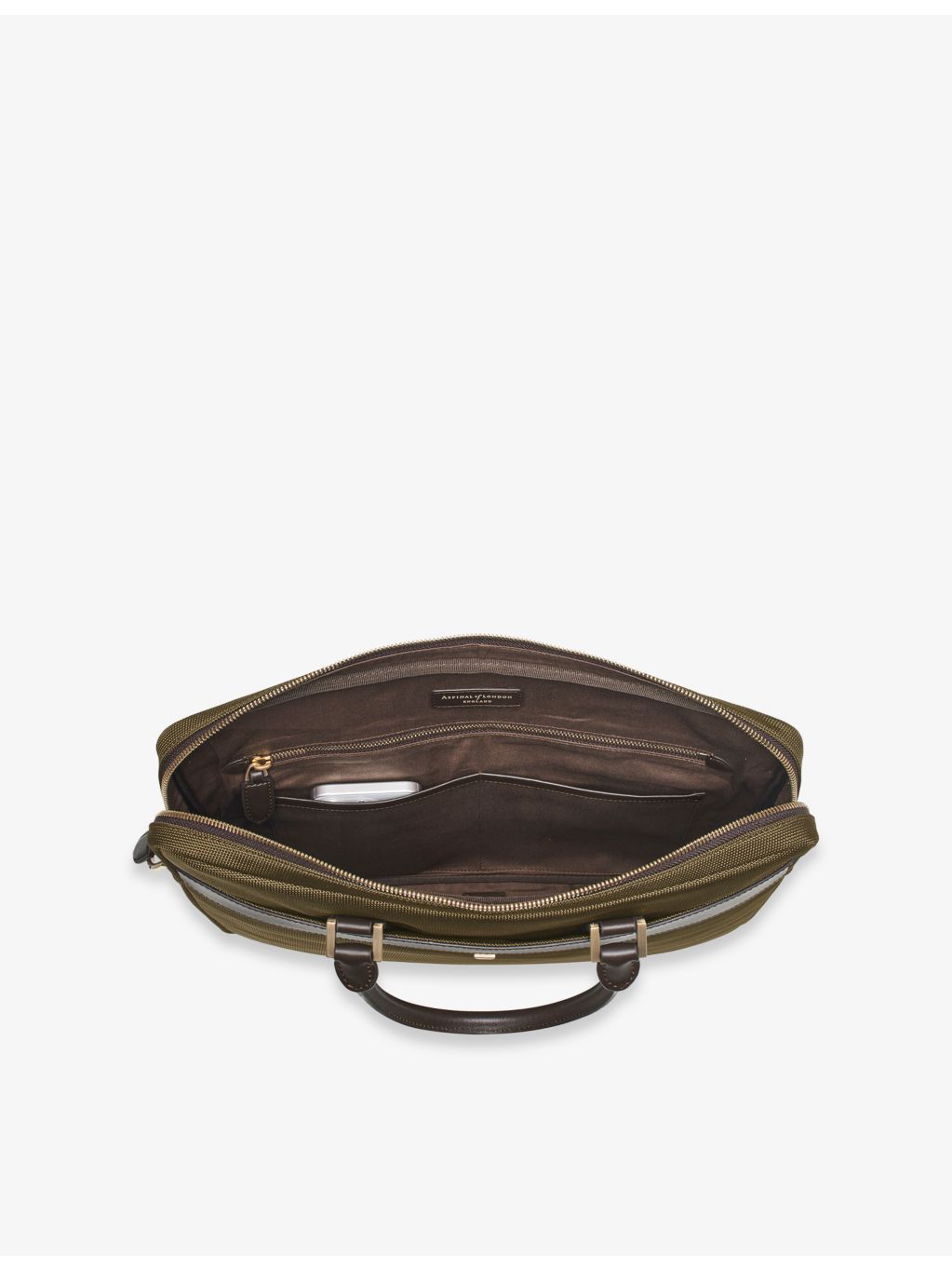 Aspinal of London woven briefcase with leather trims - British product